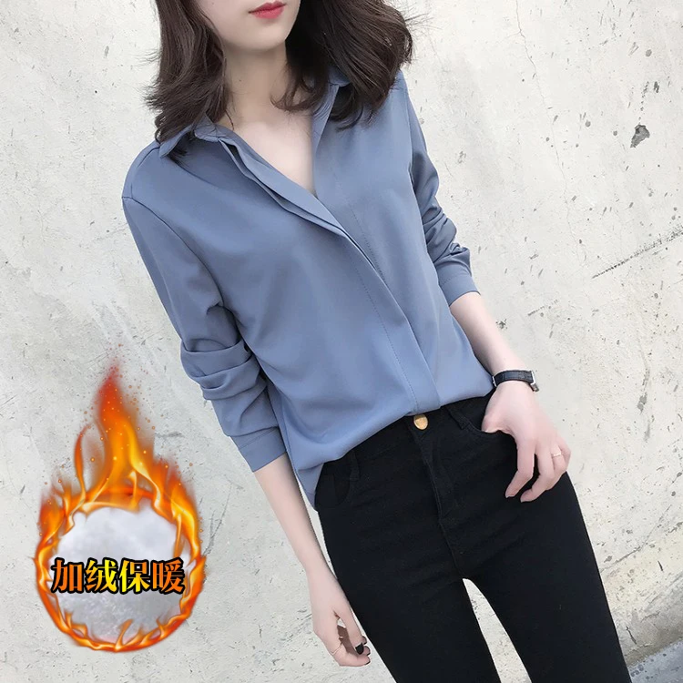 

2020 New Women Shirts Slim Stand Neck Upset Blouse Shirt Khaki White Pink High Quality Blue 3372
