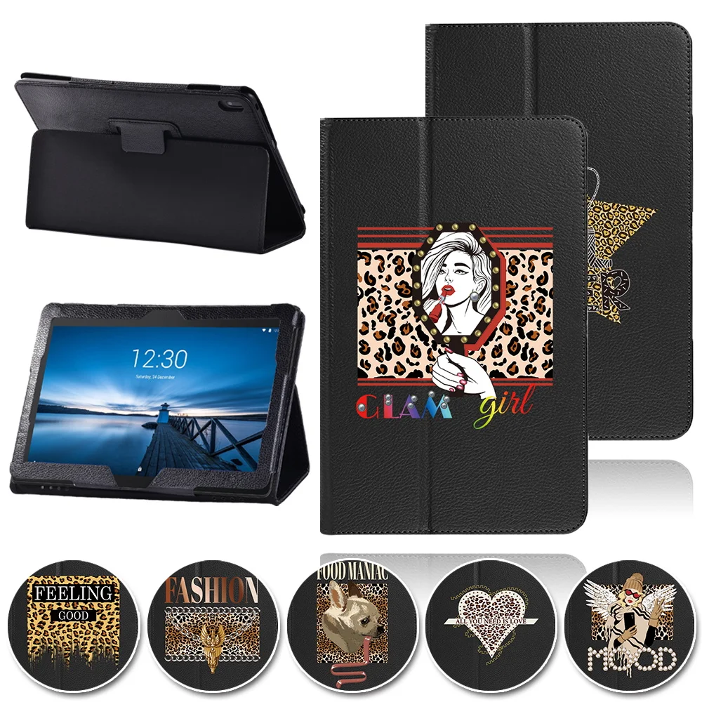 

Capa Cases Tablet for Lenovo Tab E10 10.1 New Leopard Pattern Rear Support Soft Water Proof Leather Folding Protective Cover