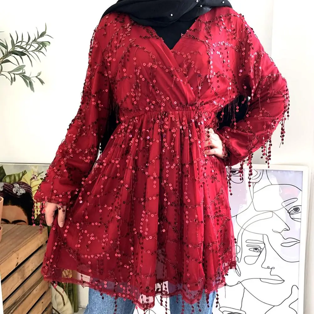 Новинка 2020 года модные кружевные топы в стиле пэчворк мусульманская одежда