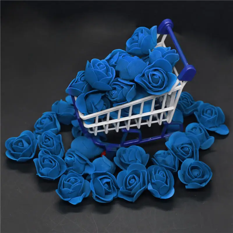 50pcs 100pcs 200pcs Cheap Mini Dark Blue PE Foam Roses Head Fake Flower Handmade Wedding Decoration