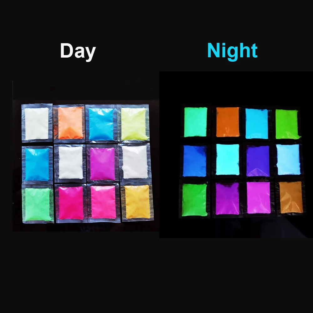 10 г Яркий светящийся порошок 12 цветов долговечный сверхъяркий ультратонкий