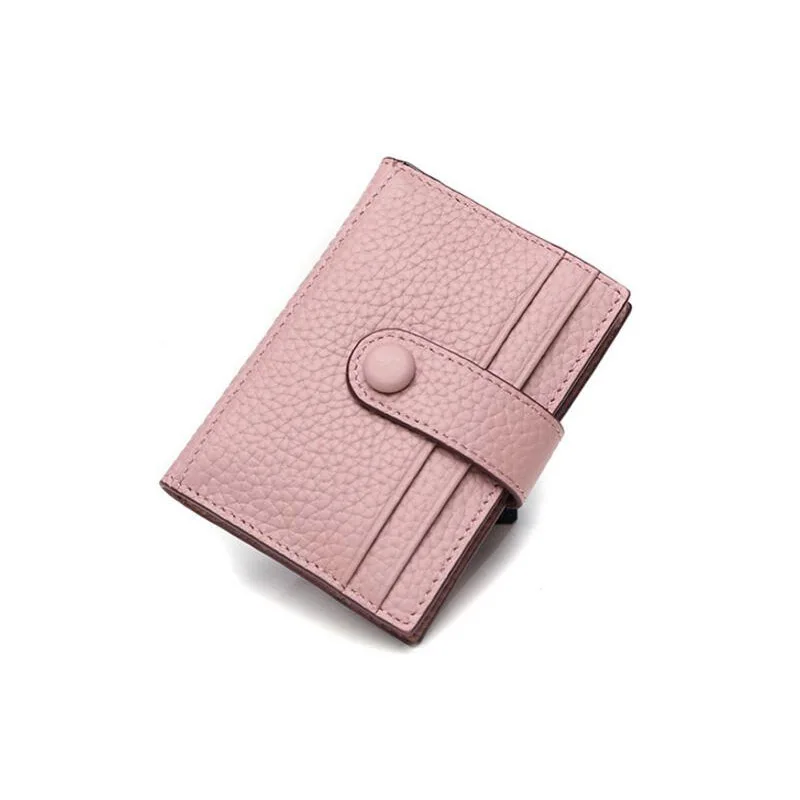 pink 7 CHSANATO, высокое качество, натуральная кожа, кредитный держатель для карт, для девушек, Бизнес ID, визитница, многофункциональный, тонкий, мини кошелек - Цвет: pink 7