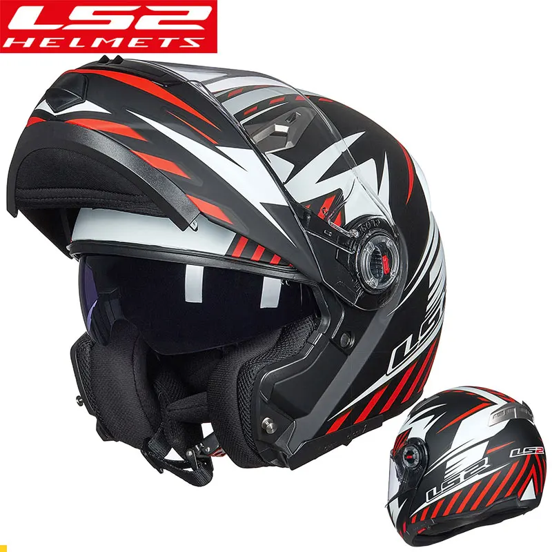 LS2 moto rcycle шлем флип-ап гоночный Мото шлем анфас двойной объектив козырек capacetes de moto ciclista FF370 casco - Цвет: 17