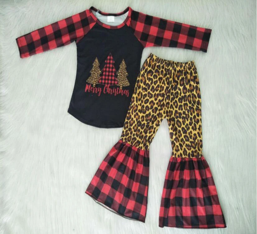 Новинка 2019 Рождественская Одежда для девочек с длинными рукавами красно-черная