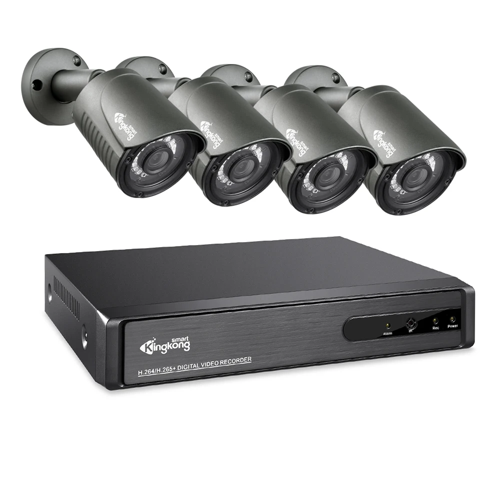 Kingcam 4CH CCTV система 4 шт 1080P Крытая уличная камера безопасности с защитой от