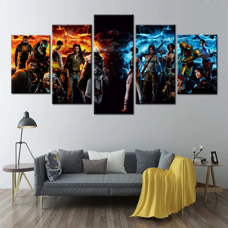 Последние из нас и Assassin's Creed постер серии игр настенное искусство модульные