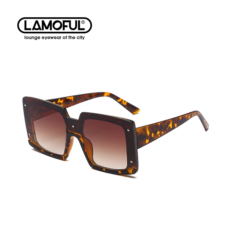 

LAMOFUL Brand Men's And Women's Sunglasses 2021 Trend Dark Brown Big Frame Big Face Slim Online Celebrity Couple Driving 9091