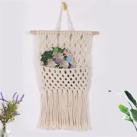 boho hanging basket woven pocket macrame wall hanging tapestry bohemian room decoration nordic style home dorm chic wall accents