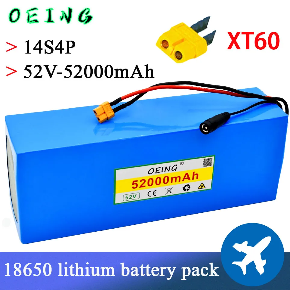 

OEING 2021 NEW Original 52V 52000mah Electric Bike Battery 30A BMS Lithium Battery Pack 52V XT60 plug with BMS