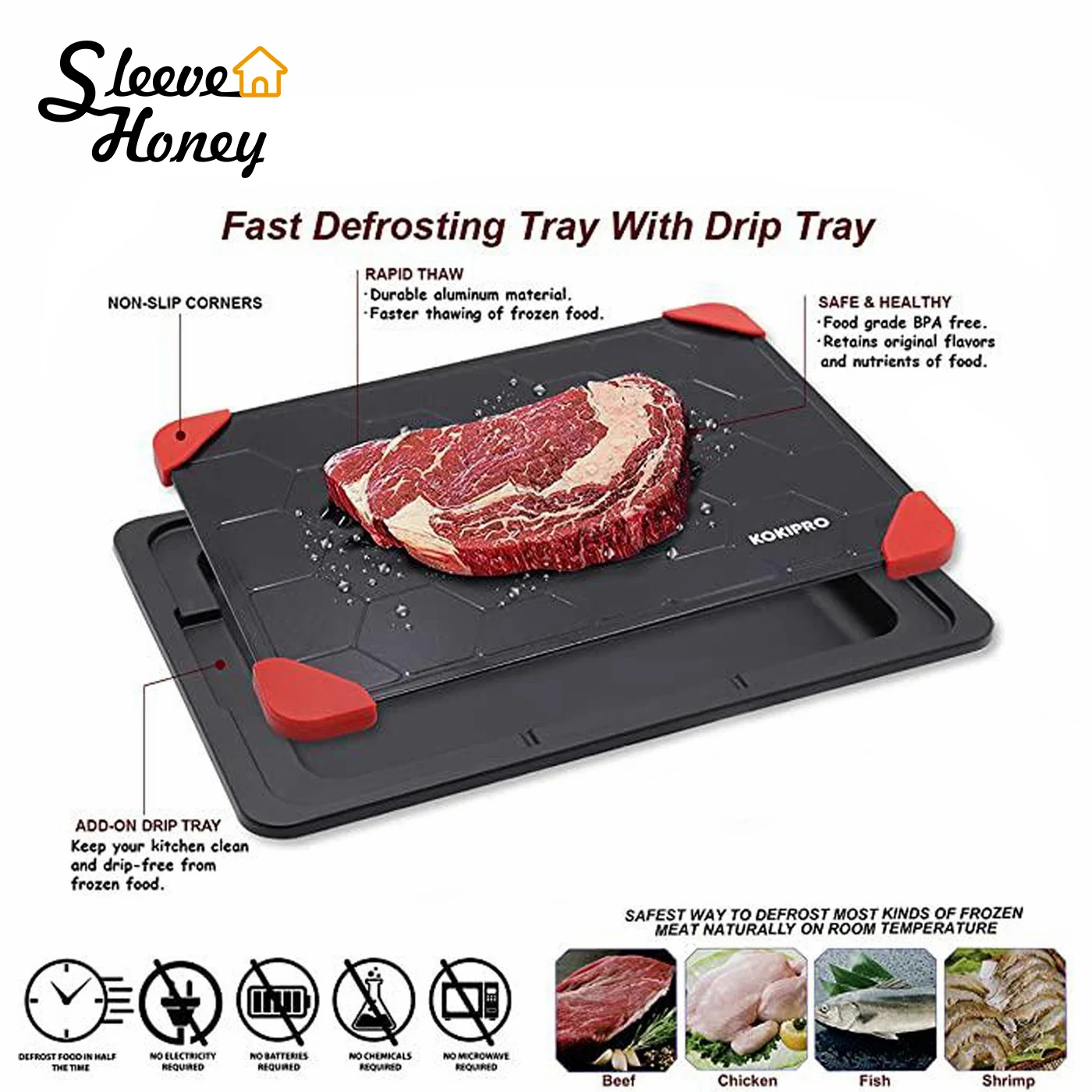 

Поднос для быстрого размораживания, поднос для быстрого размораживания замороженных продуктов, тарелка для мяса, коврик с крышкой для кухо...