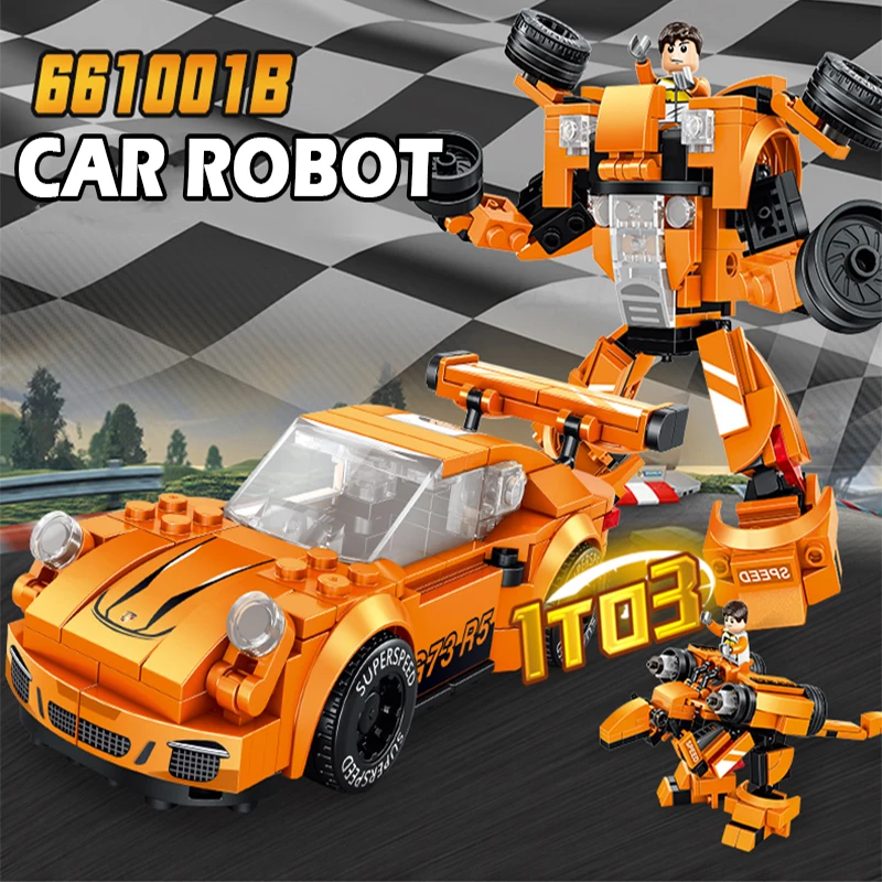 Строительные блоки РОБОТ город гоночный автомобиль игрушки Кирпичи развивающий