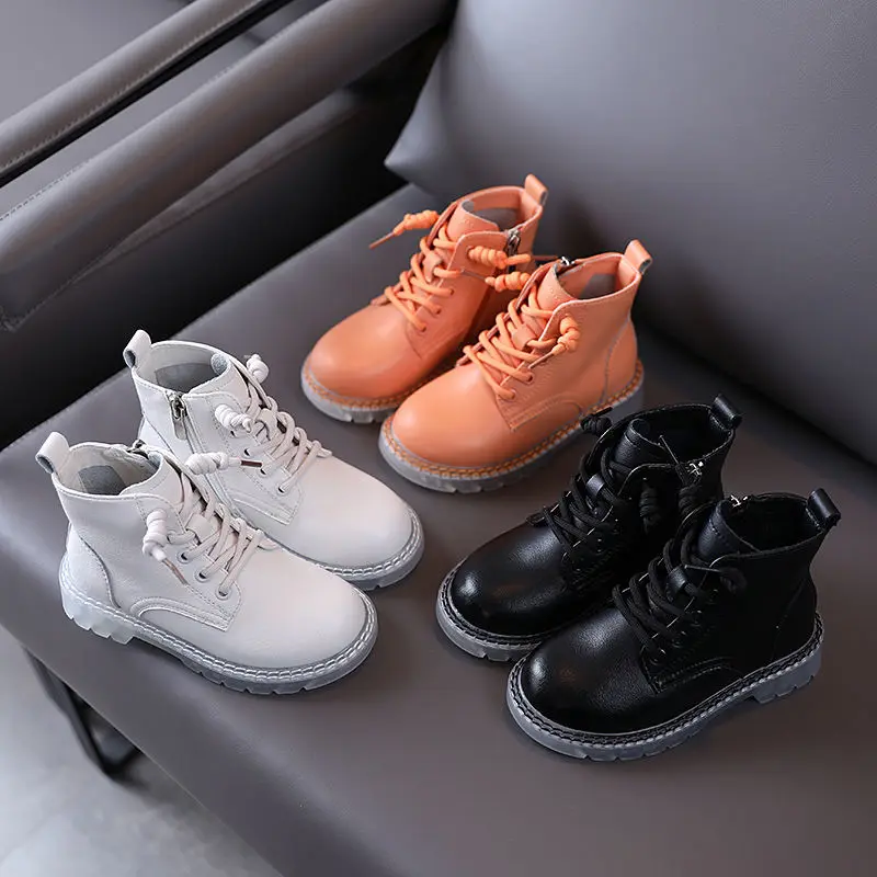 Детская повседневная обувь Осень-зима Ботинки Martin модная кожаная для мальчиков