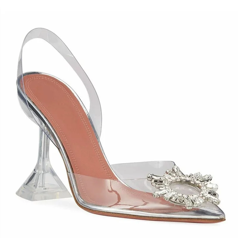 

Stilettos Sexy Pumps Summer Shoes Transparent PVC Sandals Women Pointed Clear Crystal Cup High Heel Peep Toe Women Pumps Size 43