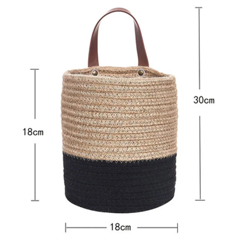 

2Pieces/Lot Cotton And Linen Hanging Basket OrganizerOrganizador Rattan Round Flower Pot Storage O