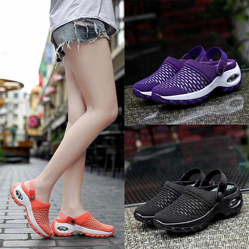 Women Tennis Shoes Breathable Mesh 5cm Height-increasing Slip-on Air Cushion Slippers Outdoor Walking Jogging Woman Sneakers |