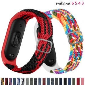 Strap for xiaomi mi band 6/5/4 Bracelet adjustable fabric belt braided
solo Loop watchband Scrunchie correas miband band 4/5/3