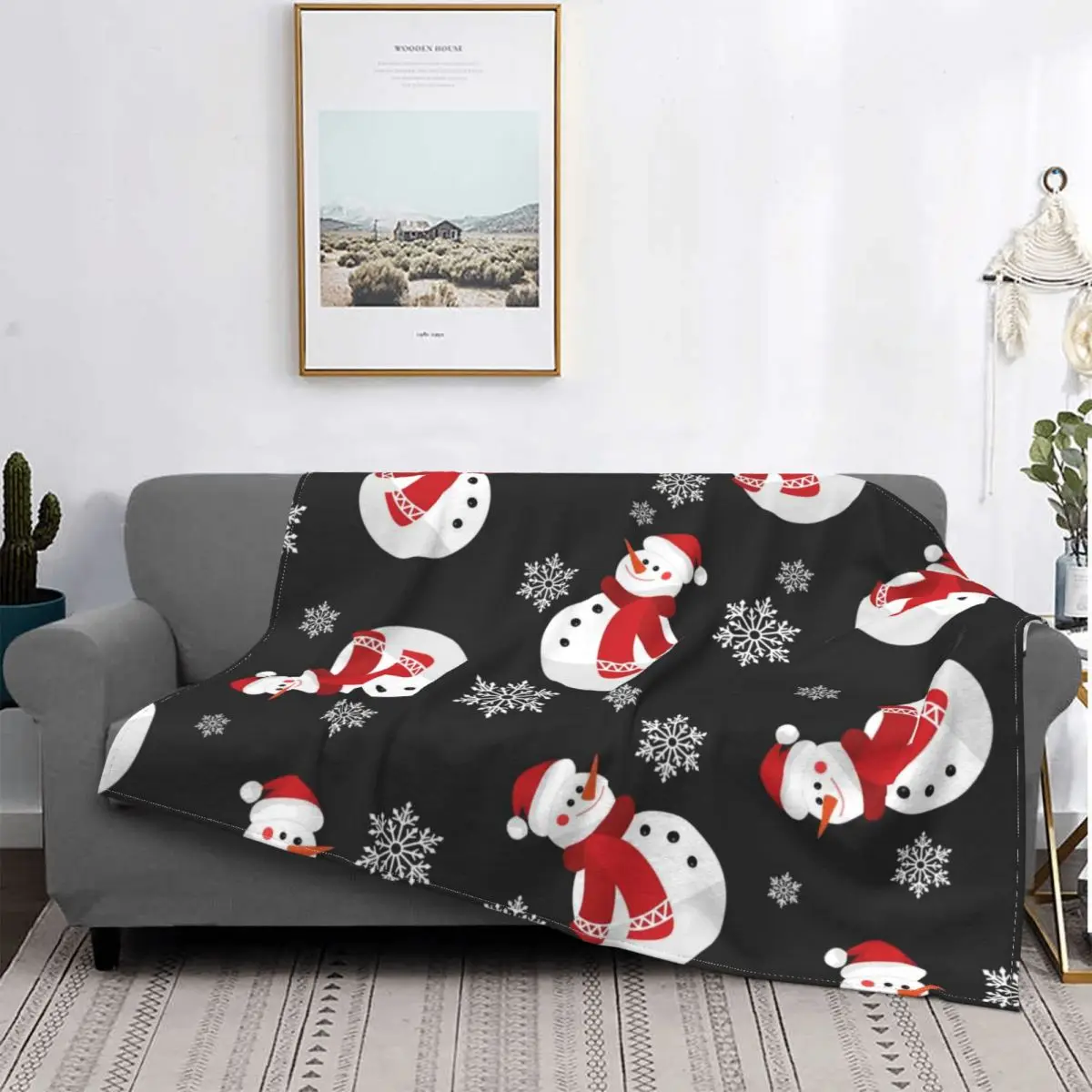 

Рождественское современное супертеплое дышащее украшение для постельного белья со снеговиком