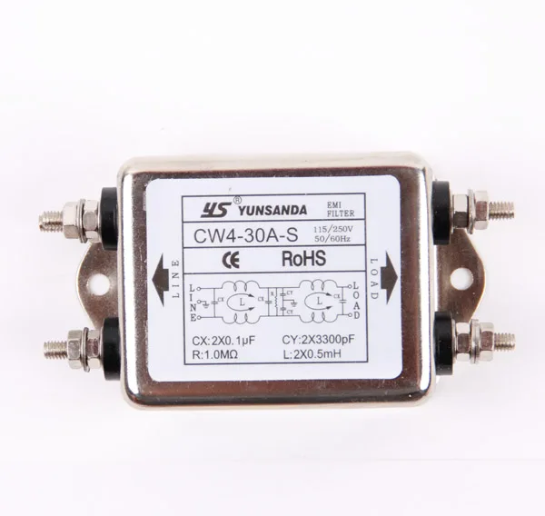 Фильтр электропитания EMI CW4-20A/6A/10A/3A/30A-T Тип вставки 220 В