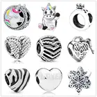 Новинка 2021, стильные бусины в виде короны единорога, подходят для оригинальных шармов Pandora, серебро 925, браслет, безделушка, сделай сам, ювелирные изделия для женщин