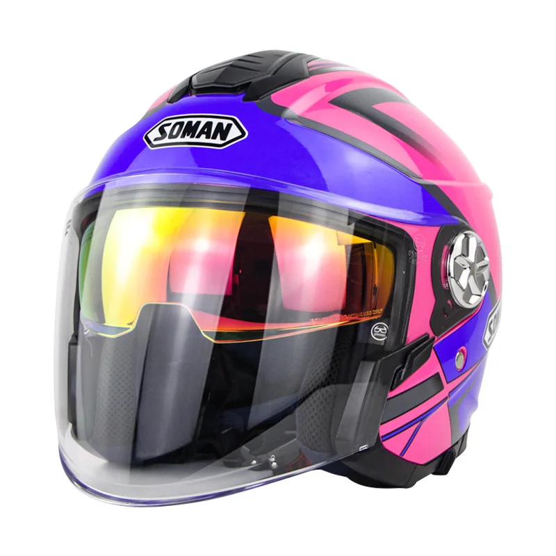 ECE утвержден золотые линзы двойной козырек 3/4 электрические шлемы мотоциклетный