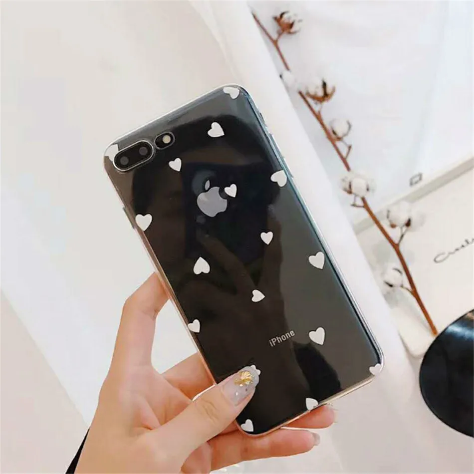 Lovebay Love Heart для iPhone 6, 6 s, 7, 8 Plus, X, XR, XS Max, 11 Pro, Max, 5, 5S, SE, чехол для телефона с волнистыми точками, прозрачный мягкий ТПУ для iPhone X