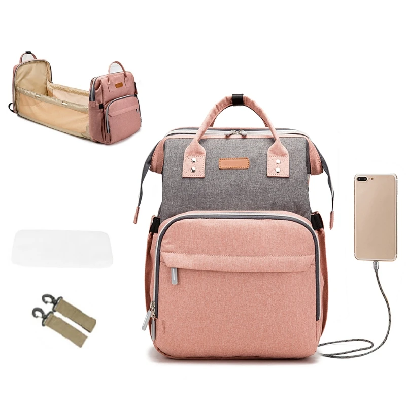 

Baby Nappy Changing Bag Portable Folding Crib Diaper Backpack Stroller Straps K1ME