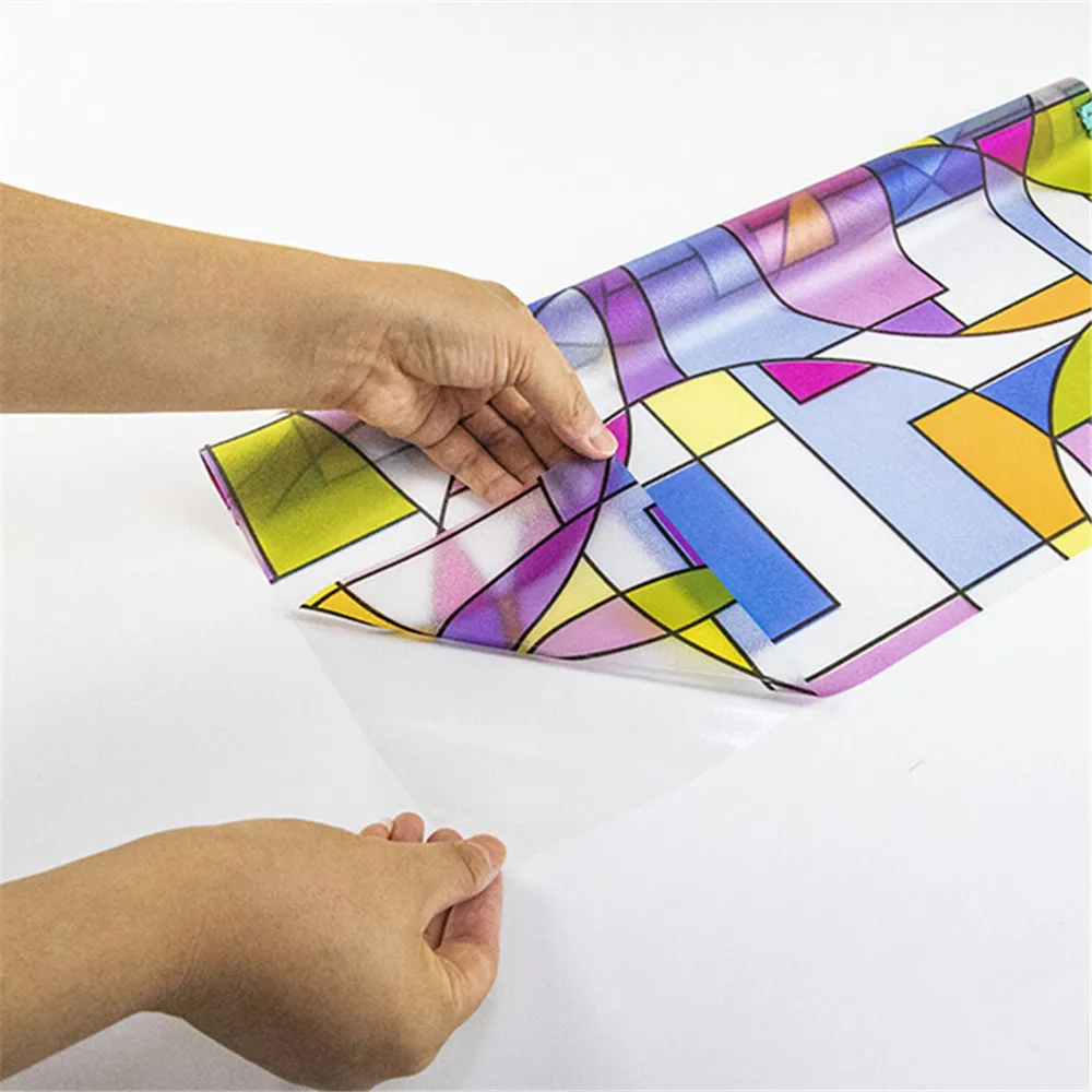 

LUCKYYJ Privacy Window Film Self-adhesive Stained Glass Tint Decorative Film Geometric Circle Removable vinyl Window Stickers