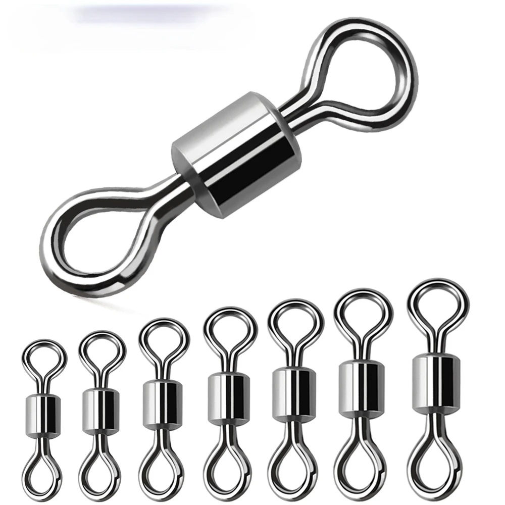 

Stainless Steel Fishing Connector 8-word ring connector Rolling Swivel Solid Ring 50Pcs/lot Fishing Hook Tools