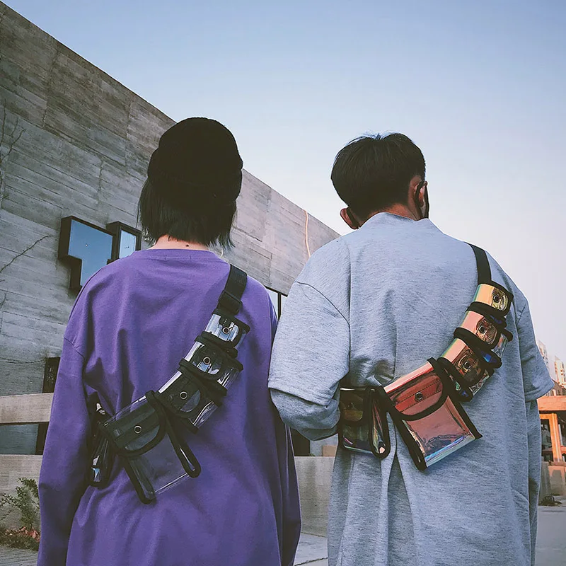 Нагрудная сумка для мужчин и женщин модный прозрачный маленький - Цена: 1672.8