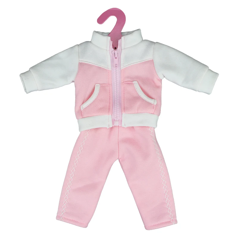 

Fit 17 inch Baby New Born Doll Clothes Accessories 43cm Pink White Blazer Top Pants Suit For Baby Birthday Gift