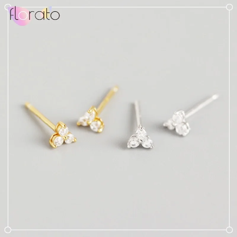 Аутентичные 925 стерлингового серебра серьги Классические Прозрачные Клевер