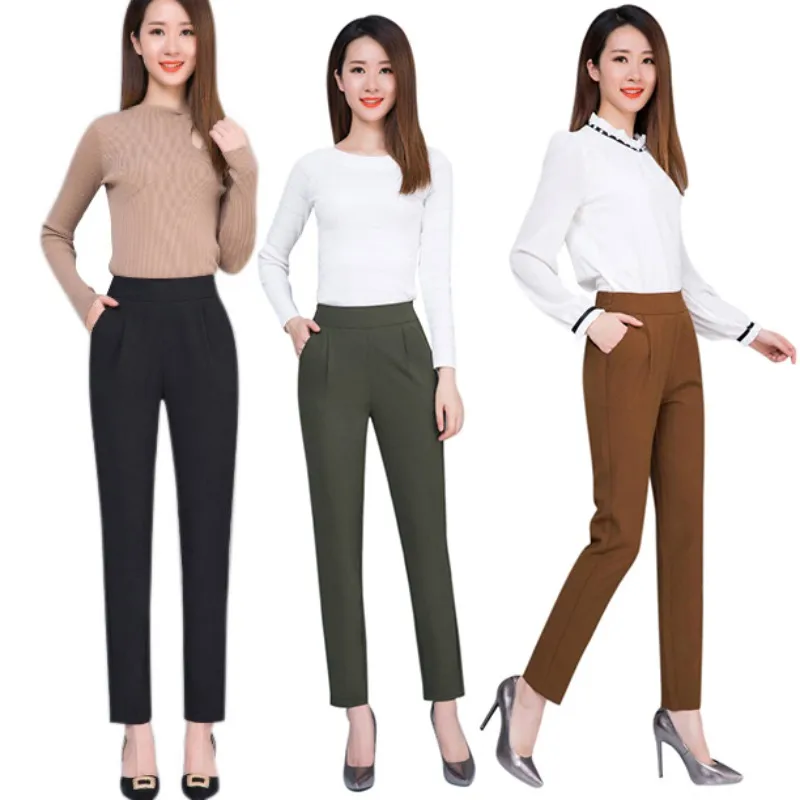 

Elastic Waist Casual Slim Women Pants Work Wear Trousers Harem Pants For Women 3Colors