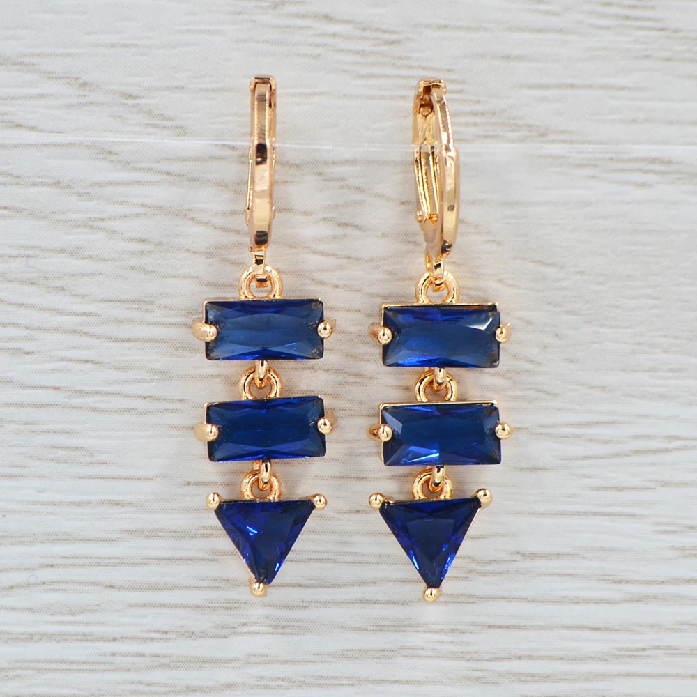 Женские Геометрические серьги принцессы модные синие с кубическим цирконием