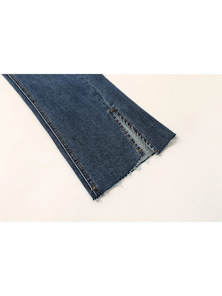 Женские прямые расклешенные джинсы с высокой талией теплые облегающие