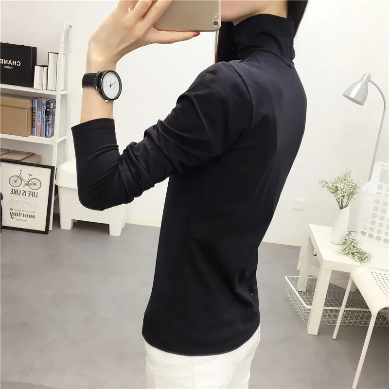 Футболка женская с длинным рукавом простая универсальная водолазка в Корейском