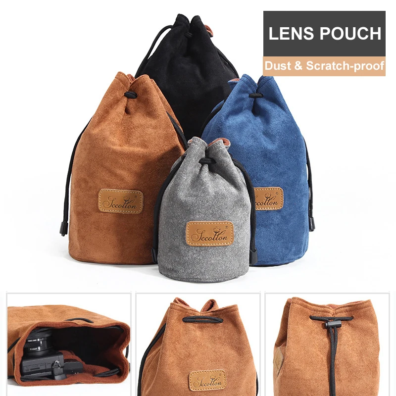 Винтажная бархатная флисовая Сумка для DSLR сумка на шнурке чехол объектива Защита