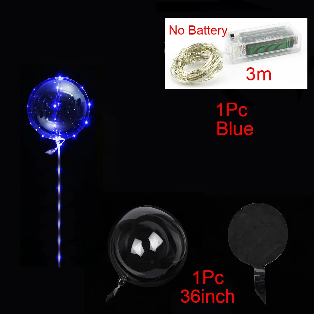 Luminous Led BoBo Balloon Transparent Round Bubble Decoration Wedding Birthday Party Balloon Colorful Light Christmas Tree Decor - Цвет: 36inch Blue