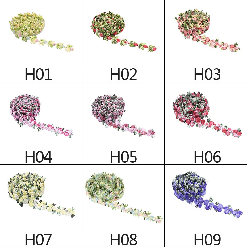 Цветная лента с вышитыми цветами 2 ярда в рулоне кружевной отделкой аксессуары