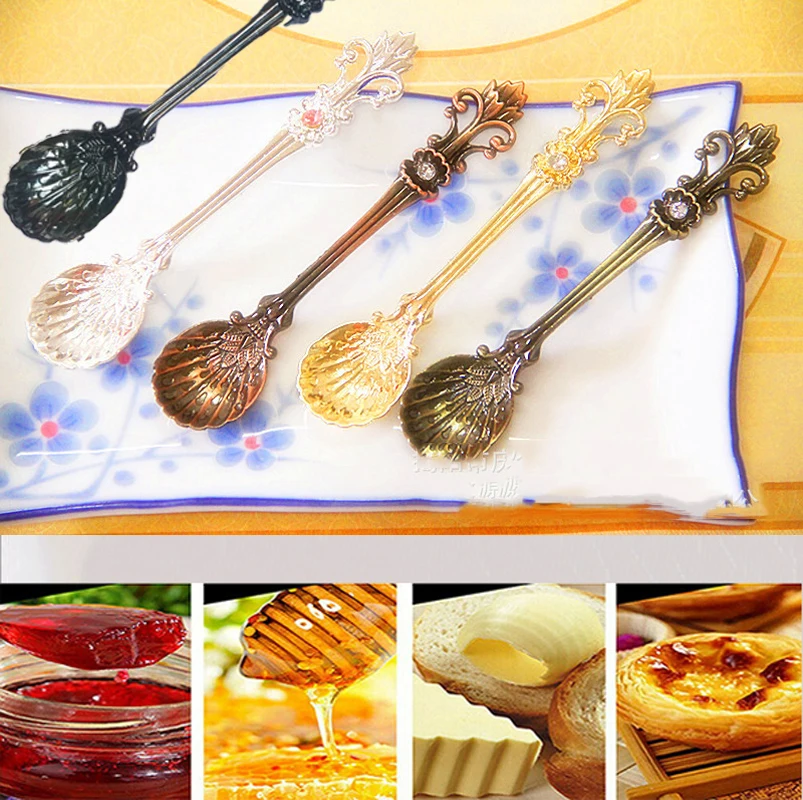 

5Pcs/Set For Sweet Snack Retro Picker Tea Cake Coffee Spoon Exquisite Dinnerware Dessert Coffee Ice Cream Spoons