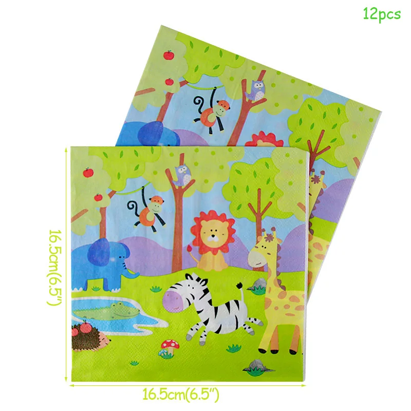 1pack napkins Джунгли с днем рождения баннер сафари животных торт Топпер Дикий один 1-я вечеринка для мальчика день рождение украшения флажки для торта джунгли вечерние поставки - Цвет: 1pack napkins