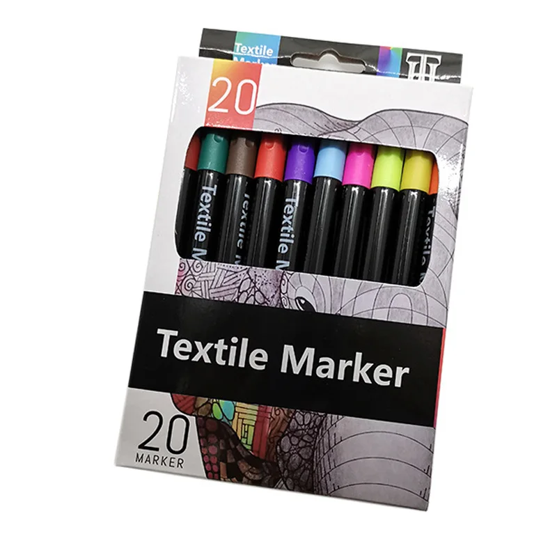 

20 Fabric Markers Pens Set Non Toxic Indelible Fabric Paint Fine Point Textile Marker Pen