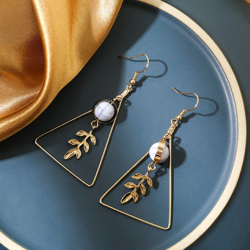 Мори Стиль Треугольники в виде листа геометрической формы форме сердца серьги