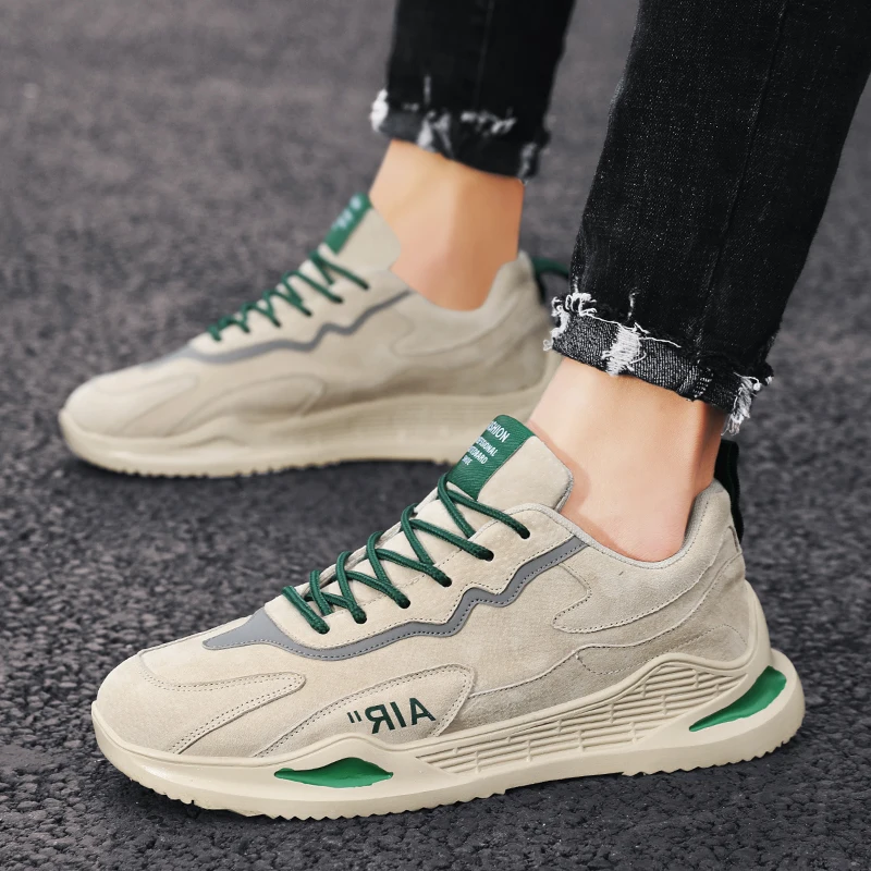 

Лидер продаж, мужская повседневная обувь, замшевые кожаные кроссовки на плоской подошве для мужчин, дизайнерская удобная мужская обувь