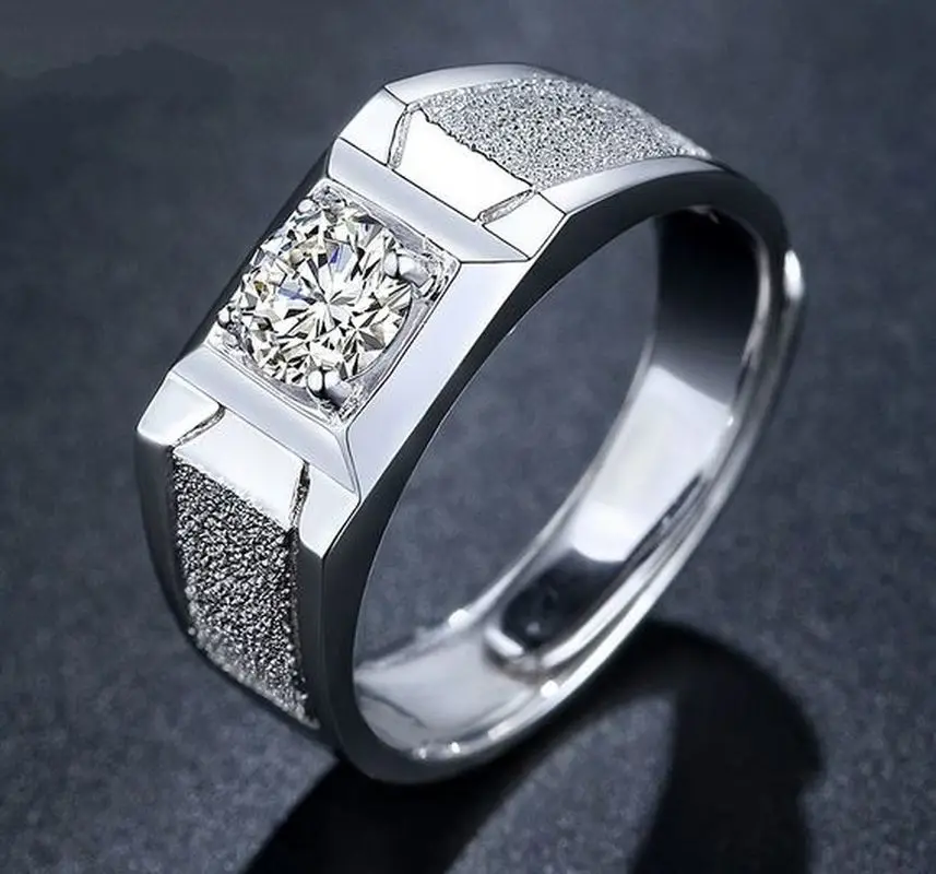 S925 модное классическое мужское кольцо геометрическое матовое с имитацией