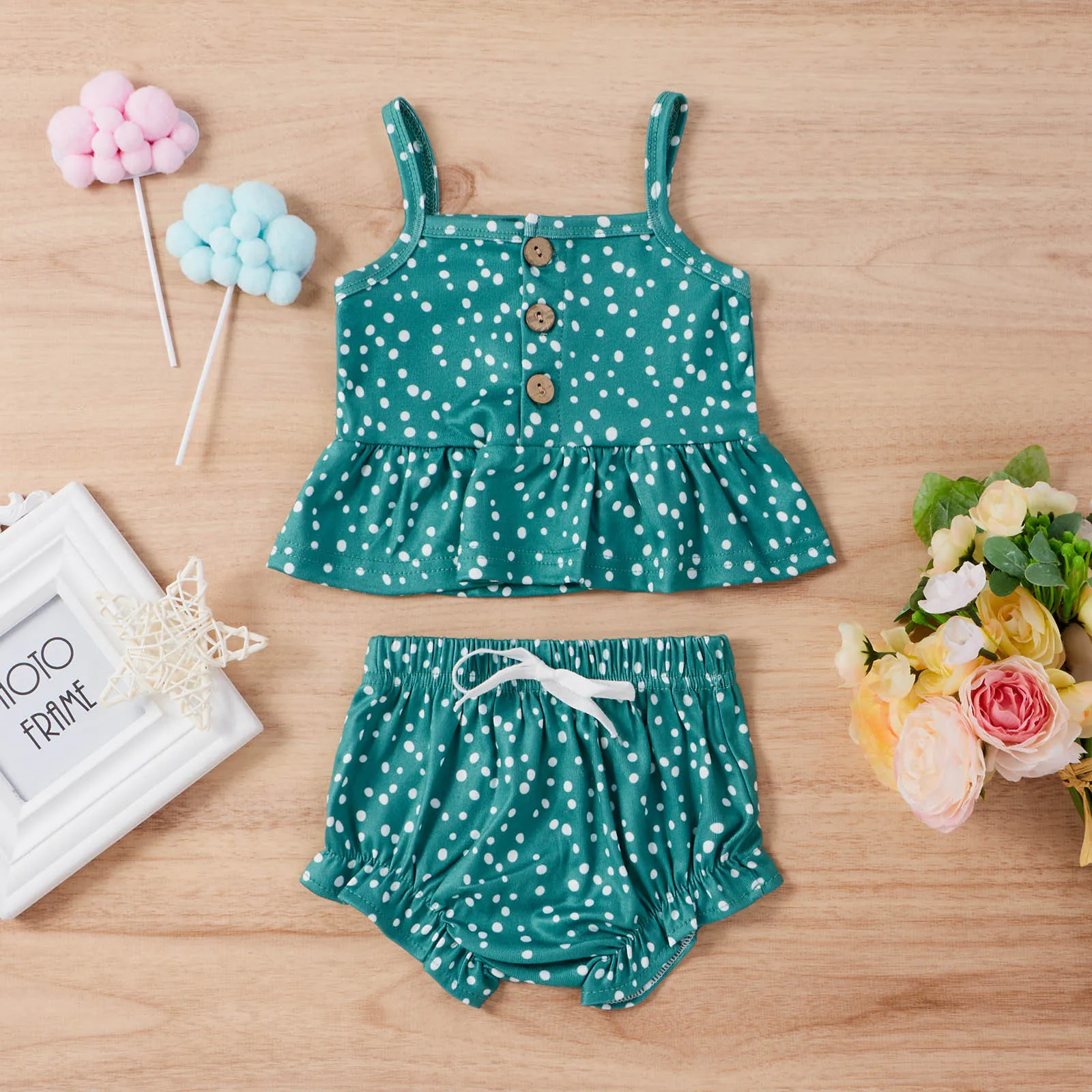 Повседневная летняя одежда для новорожденных девочек короткие топы и шорты с