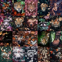 full square diamond embroidery diy diamond painting cross stitch drill tiger lion face flowers picture of rhinestones