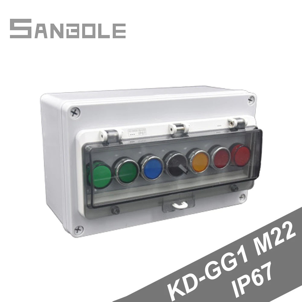 Кнопочный переключатель 7 отверстий IP67 водонепроницаемый с коробкой управления