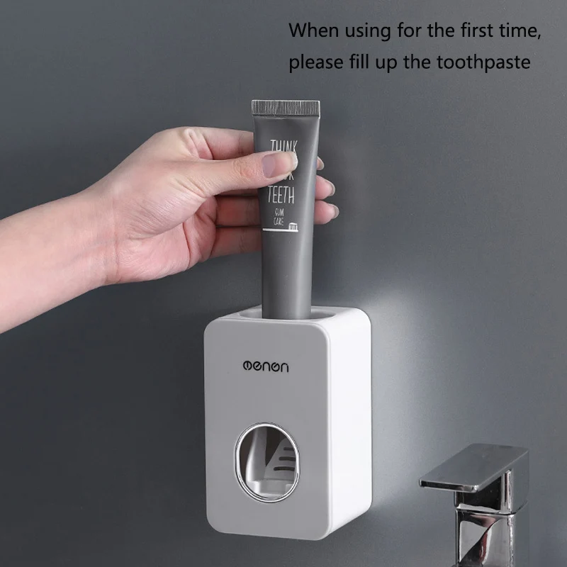 

New Automatic Toothpaste Dispenser Toothbrush Holder Wall Mounted Toothpaste Lazy Dispenser Bathroom Accessories Set