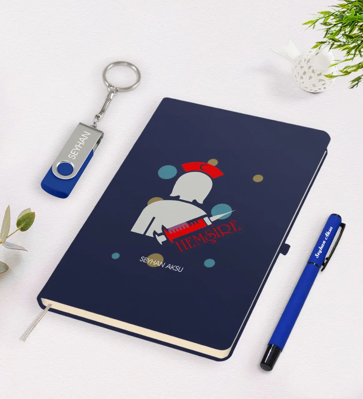 

Персонализированные медсестры тематические Темно-синие ручка для записной книжки 32 ГБ памяти USB подарок Seti-3