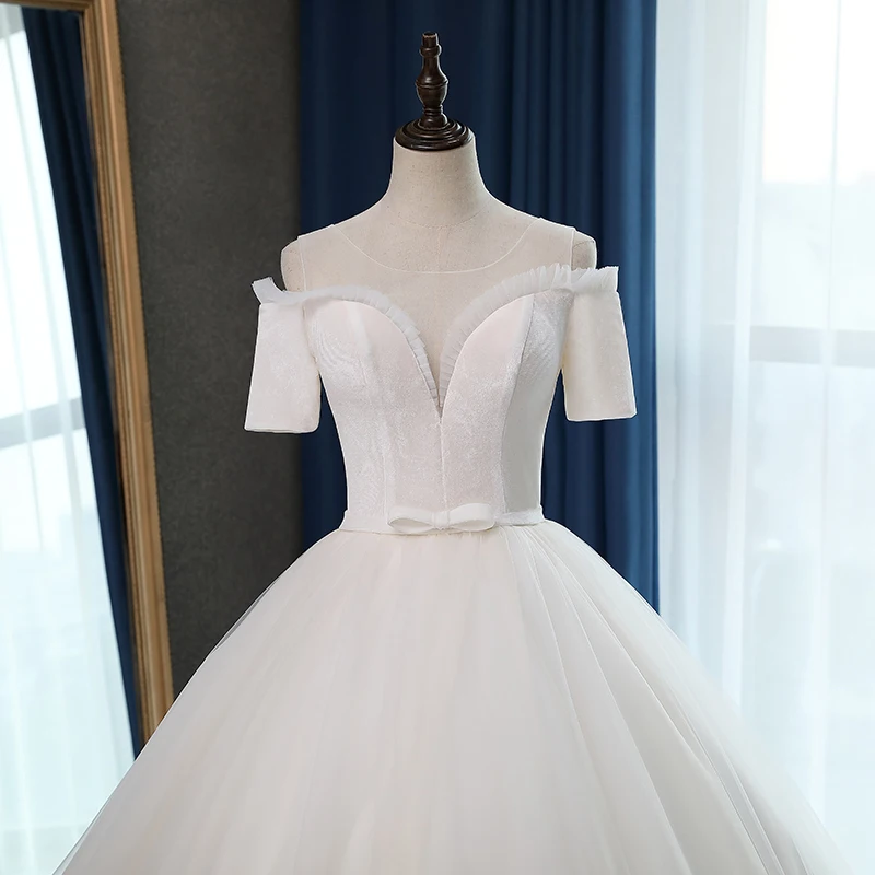 Fansmile короткий рукав качество Vestido De Noiva кружевное свадебное платье размера плюс Индивидуальные свадебные платья свадебное платье FSM-067F